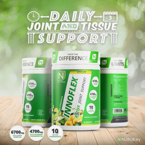 Miniatura 2 de NutraKey Innoflex Glucosamina con Condroitina, Msm, Ácido Hialurónico y Colágeno, 1500mg