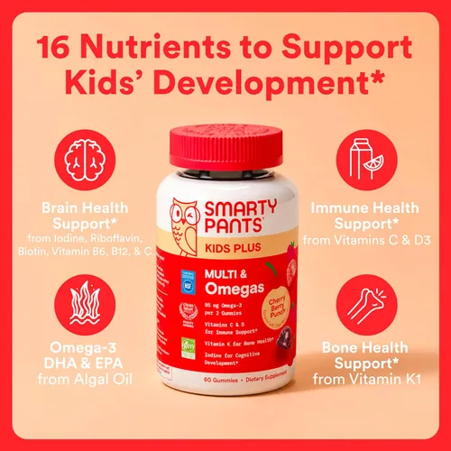 Miniatura 3 de Gomas de multivitaminas para niños SmartyPants - Fórmula mejorada: Omega 3 (DHA/EPA), vitaminas D3, C, B12, B6, vitamina A, K y zinc, sin gluten