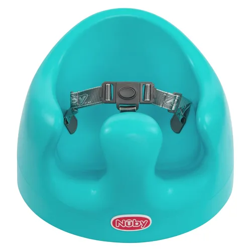Nuby My Floor Seat, cojín de espuma suave con arnés de seguridad y diseño de respaldo alto, para edades de 4 a 12 meses, aguamarina
