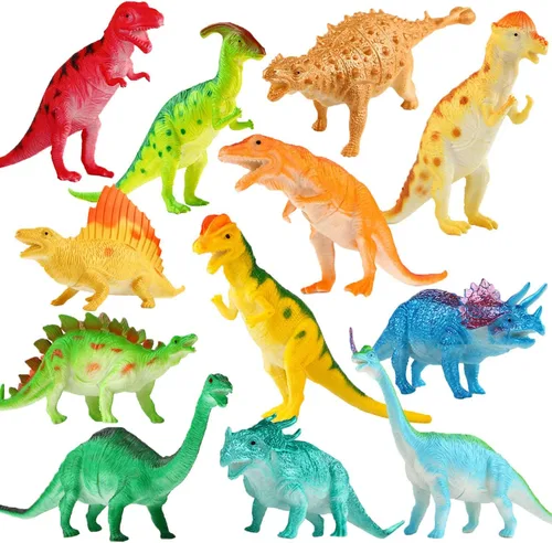 Yeonha Toys, Playset Jumbo Dinosaur de juguete, figura de dinosaurio 7 pulgadas (12 unidades), Material Seguro, Dinosaurio realista variado, Juego