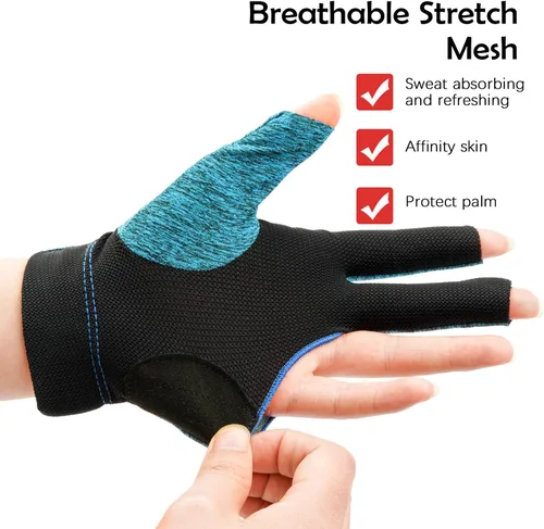 Miniatura 79 de KONLLEN Billiards Gloves for Left Hand/Right Hand L/XL Pool Gloves Professional Non-Slip Adjustable Breathable Snooker Gloves Popular Sizes for Men