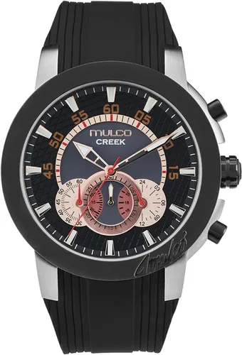 Miniatura 18 de MULCO Relojes para hombre - Creek, caja de acero inoxidable con correa de silicona para la muñeca, movimiento multifuncional de cuarzo, pantalla