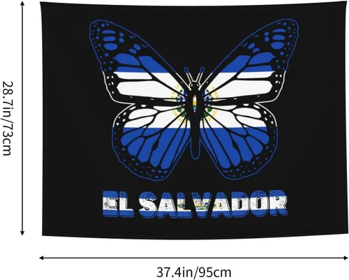 Miniatura 7 de Póster de tapiz de bandera de El Salvador de mariposa de 29 x 37 pulgadas, decoración del hogar, decoración para colgar en la pared, dormitorio