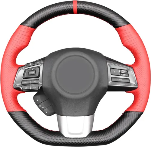 Miniatura 19 de MEWANT Funda de volante de automóvil transpirable cosida a mano para Subaru WRX 2015-2021 / WRX STI 2015-2021, accesorios para volante Subaru WRX