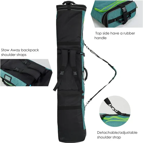 Miniatura 2 de XCMAN Bolsa acolchada de snowboard de longitud ajustable de 63 a 75 pulgadas, bolsa acolchada para viajes aéreos