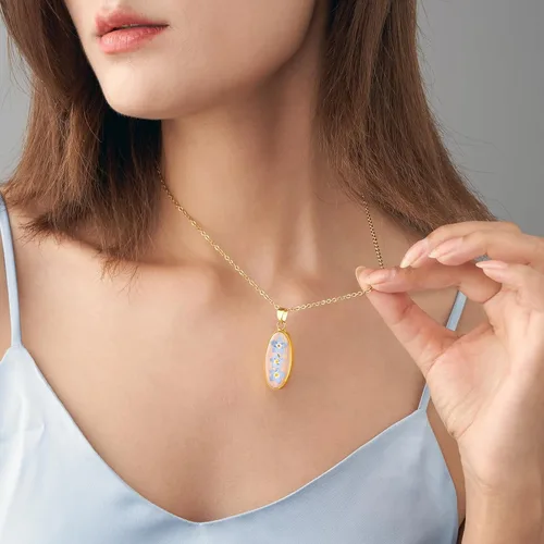 Miniatura 7 de Collar Forget Me Not – Collares de flores prensadas hechas a mano – Flores Forget-Me-Not que simbolizan el verdadero amor y respeto – Gran regalo