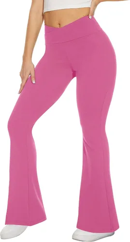 Miniatura 26 de TNNZEET Leggings acampanados negros para mujer, pantalones de yoga cruzados con bolsillos, corte de bota, leggings acampanados