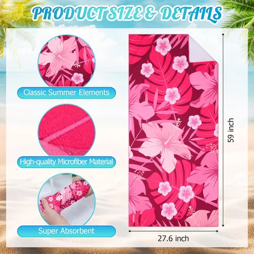 Miniatura 2 de Kinlop 6 Pcs Beach Towels Microfiber Large Sand Free Towels Quick Dry Towel Adults Absorbent Bath Towel Blanket for Travel Camping Swim 59 x 28 Inch