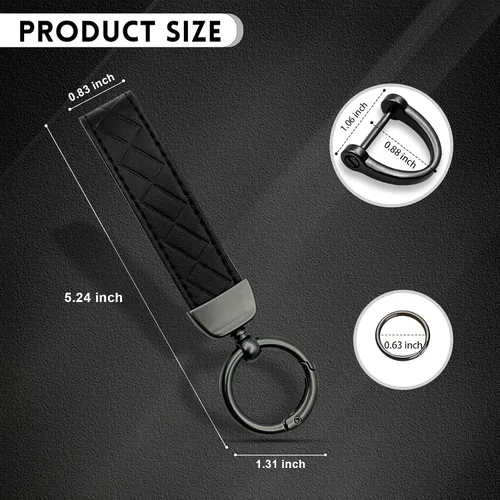 Miniatura 2 de NTNEV Llavero de cuero genuino para automóvil, llavero universal, giratorio de 360 grados, anillo en D antipérdida, 2 llaveros y 1 destornillador