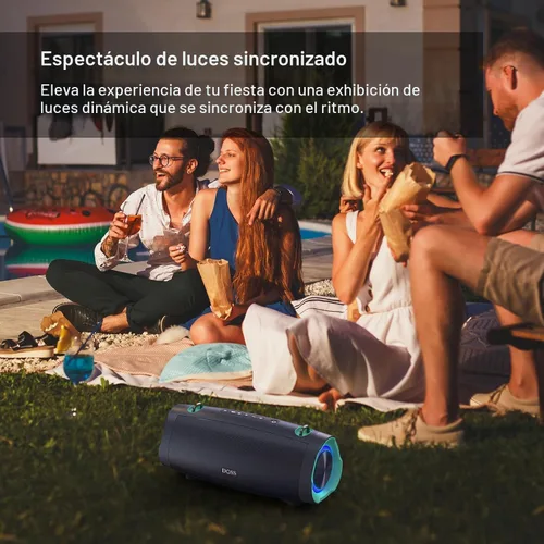Miniatura 6 de DOSS Extreme Boom Pro D100, altavoz Bluetooth de 70 W con graves profundos, IPX6 impermeable, batería de 10400 mAh 24H, banco de energía integrado