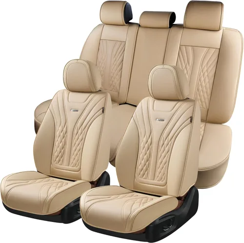 Miniatura 12 de Coverado - Juego completo de fundas de asiento delantero y trasero para automóvil, impermeable, piel de napa, protector, universal, para la mayoría
