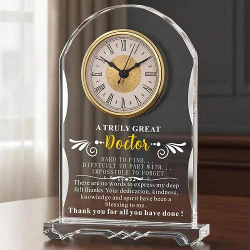 Miniatura 15 de Reloj de Cristal Significativo para Jubilación, Regalos para Mujeres y Hombres, Mejor Jefe de Todos, Feliz Reloj de Jubilación Placa de Regalo