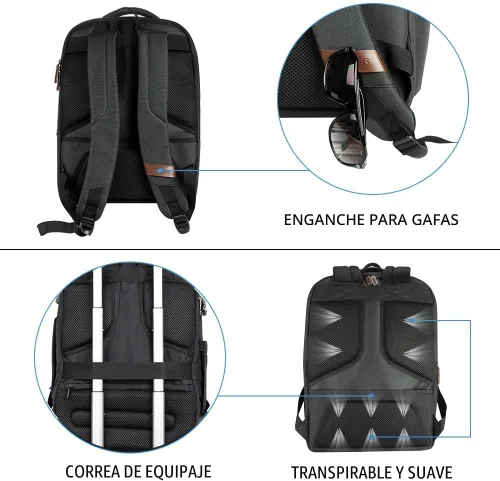 Miniatura 6 de KROSER Mochila grande para computadora portátil para laptop de hasta 17.3 pulgadas con puerto de carga USB, mochila de viaje repelente al agua