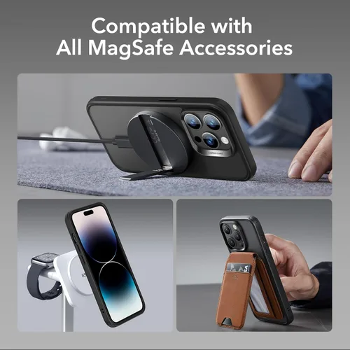 Miniatura 8 de ESR Funda magnética MagSafe de grado militar compatible a prueba de golpes y resistente al amarillamiento para iPhone 14 Pro Max, color negro C
