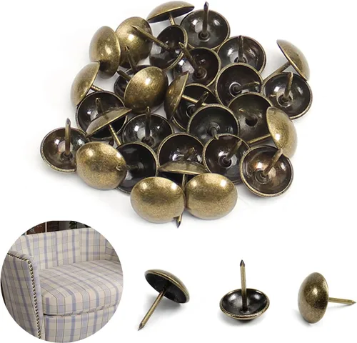 Miniatura 39 de MroMax 120 tachuelas de clavos para tapicería de 0.47 pulgadas de diámetro, hierro de estilo vintage, de metal, redondos, de 0.67 pulgadas de altura