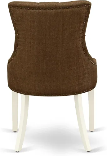 Miniatura 9 de East West Furniture ANFR3-LWH-18 - Juego de mesa de comedor moderno de 3 piezas que contiene una mesa de cocina redonda con pedestal y 2 sillas