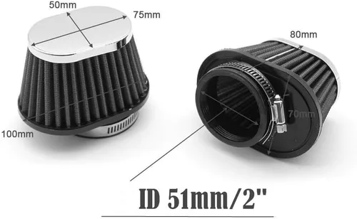 Miniatura 2 de Filtro de admisión de aire frío de 2", para Filtro de aire para motocicleta 51mm / 2" Filtro de aire de hongo - Negro