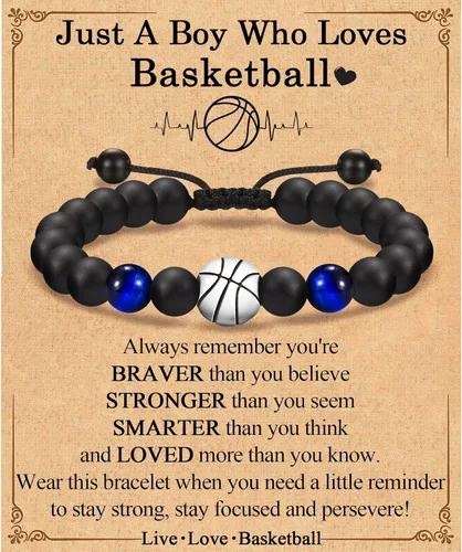Miniatura 17 de EFVISD Pulsera de fútbol, baloncesto, béisbol, hockey para regalos para niños jugadores amantes de equipos, hijo, nieto, hermano, sobrino, amigo