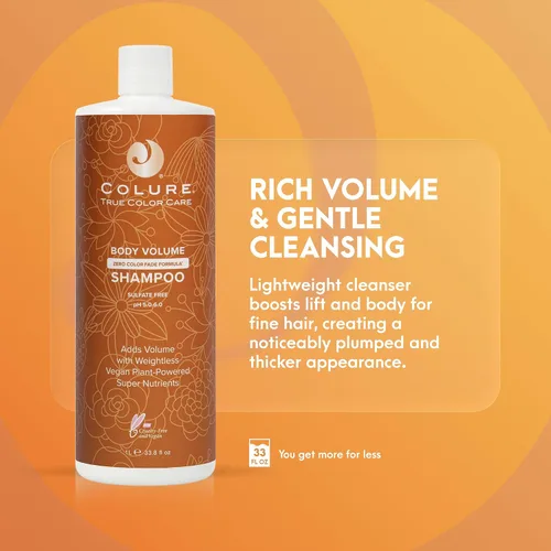 Miniatura 2 de COLURE Champú de volumen corporal, 33 onzas líquidas, lavado voluminizador para cabello fino y delgado, limpiador sin sulfatos sin