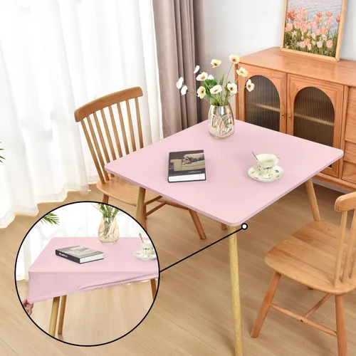 Miniatura 35 de Mantel ajustado blanco con elástico para mesas plegables de 48x48 pulgadas, manteles lavables y elásticos de elastano para mesas de cartas, manteles