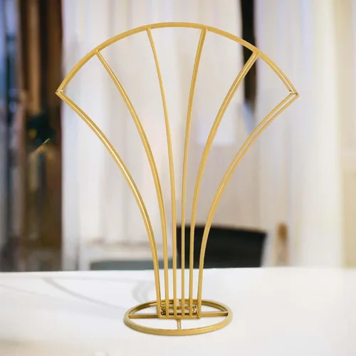 Miniatura 10 de Efavormart - Juego de 2 centros de mesa de 32 pulgadas con marco de metal entrecruzado geométrico dorado, soportes de flores con pedestal de columna