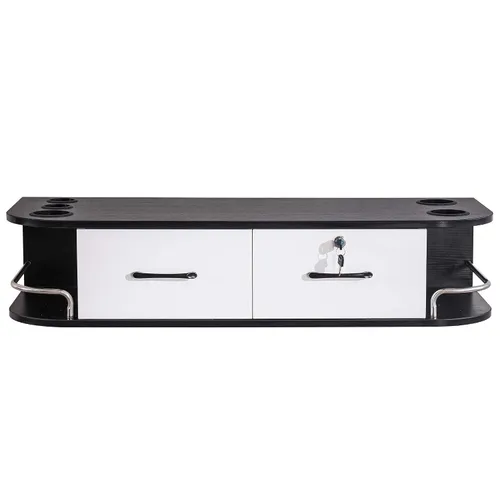 Miniatura 9 de BarberPub Beauty Lock - Estación de estilo de montaje en pared con cajones de almacenamiento, equipo de peluquería y spa 6154-5012 (negro y blanco)