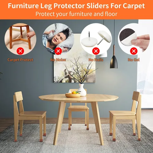 Miniatura 4 de Deslizadores de silla para suelos alfombrados, 16 piezas deslizantes redondos para muebles, protectores de patas de silla para alfombra, hacen que