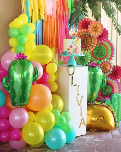 Miniatura 4 de Globo de aluminio de mylar de cactus para decoración de fiesta de cumpleaños, fiesta final mexicana, fiesta temática y fiesta de tacos a paty