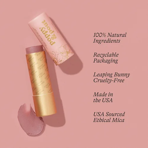 Miniatura 2 de Poppy & Pout Tinte labial natural, tubo de cartón, relleno a mano, cera de abejas, vitamina E, aceite de coco, libre de crueldad, tonos totalmente