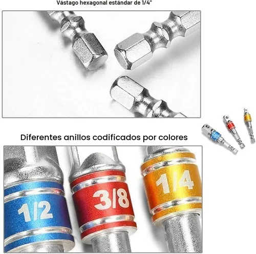 Miniatura 5 de CIGOTU El juego de adaptador/extensión de enchufe de grado de impacto convierte el taladro eléctrico en destornillador de tuerca de alta velocidad