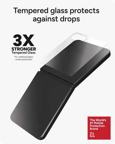 Miniatura 3 de ZAGG Glass+ - Protector de pantalla para Samsung Galaxy Z Flip7 (solo pantalla frontal), 3 veces más fuerte, resistente a los arañazos, resistente a