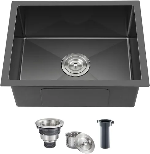 Miniatura 12 de Fregadero de cocina empotrado de 15 x 15 pulgadas, fregadero de barra de cocina de acero inoxidable T-304 hecho a mano de cuenco único o pequeño