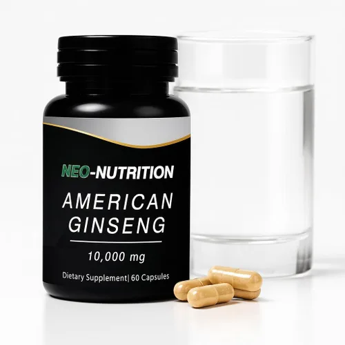 AMERICAN GINSENG 10,000 mg de extracto de raíz de ginseng en polvo, píldoras de energía y enfoque para hombres y mujeres, potente raíz de ginseng