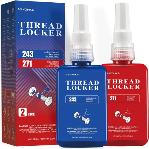 Miniatura 10 de ESKONKE Paquete de 3 Fijador de Roscas Azul 243 + Rojo 271 Removible y Permanente de Bloqueo 5.07 Fl oz Tuercas y Pernos Sellador de Roscas y Cierre