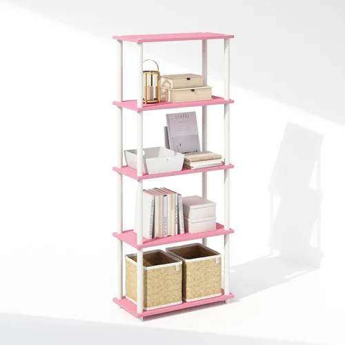 Miniatura 24 de Furinno Turn-N-Tube Estantes de almacenamiento, estante esquinero de 4 niveles, estante de exhibición de montaje sin herramientas, estantería