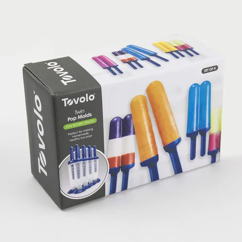 Miniatura 5 de Tovolo Molde para paletas gemelas con palillos, paquete de 4 moldes reutilizables para paletas de hielo con sabor casero, golosinas congeladas, Azul