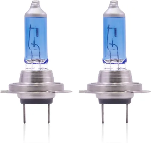 Sinoparcel Foco halógeno H7 para faros delanteros con haz alto o bajo, luz antiniebla de 3800K, 150% más brillante que el foco estándar de 55W,