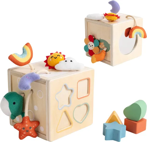 Twefex Juguete Montessori para bebés de 6 a 12 meses, cubo de actividad de madera, juguetes sensoriales para niños de 1 año, juguete infantil de