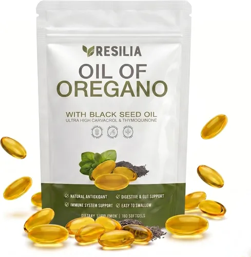 Miniatura 10 de Cápsulas blandas Resilia con aceite de semilla negra, cápsulas de aceite de orégano de grado premium para apoyo inmunológico y digestivo, cápsulas