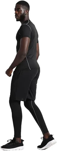Miniatura 3 de BUYJYA Pantalones de compresión para hombre, camisa de manga larga, conjuntos atléticos, ropa de gimnasio, entrenamiento, 5 uds
