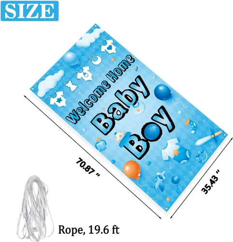 Miniatura 2 de Labakita Cartel de bienvenida a casa para puerta de bebé, cartel con texto en inglés "It's a Boy Welcome Baby Boy", decoración de baby shower