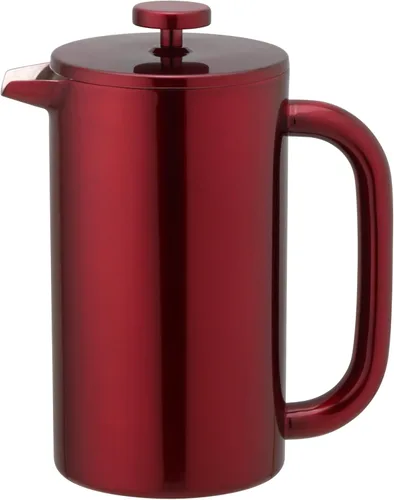 Miniatura 5 de Cafetera de 8 tazas, con prensa de café francesa, 34 onzas, acero inoxidable, resistente, tetera con desatascador de acero inoxidable, Vajilla, Rojo