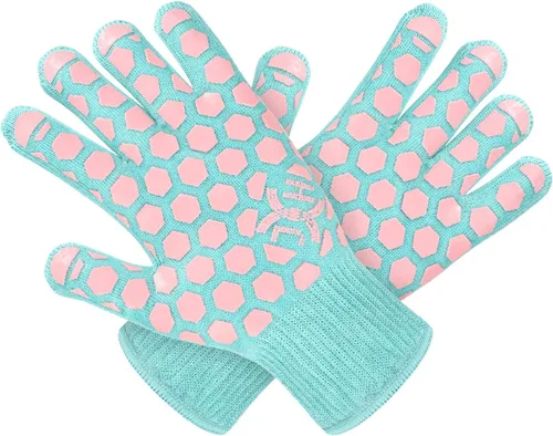 J H Guante de horno resistente al calor: guantes de barbacoa y horno certificados EN407 a 932 °F para parrilla, hornear, cocina, campamento, Cáscara
