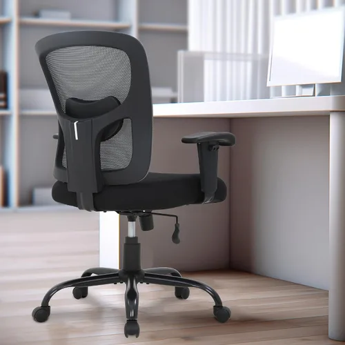Miniatura 2 de PayLessHere Silla de escritorio ergonómica, silla de oficina, silla de computadora de 500 libras con soporte lumbar, asiento ancho, brazos de Gris
