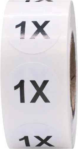 Círculo blanco 1X pegatinas de tamaño de ropa para ropa al por menor 0.75 pulgadas 500 etiquetas adhesivas totales