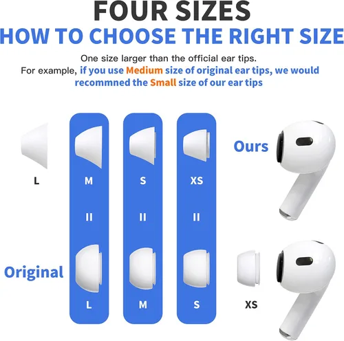Miniatura 2 de 4 pares de almohadillas para AirPods Pro 1 y 2 [Alivio del dolor] [Ajuste en la funda] Cancelación de ruido Añade agarre Auriculares deportivos