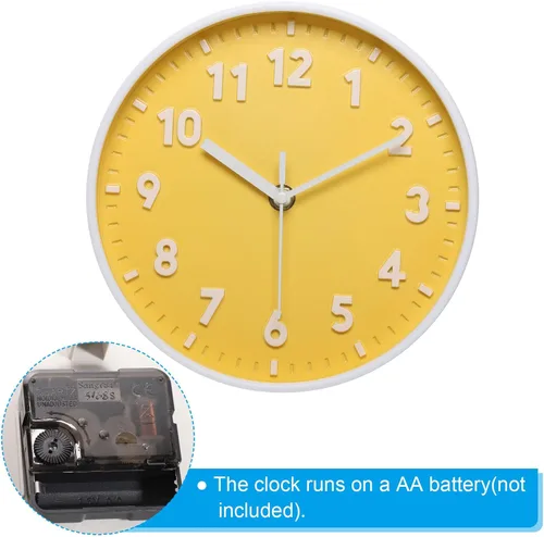 Miniatura 4 de PATIKIL Reloj de pared de 8 pulgadas, con número 3D, de cuarzo, funciona con pilas, silencioso, sin tictac, redondo, para oficina, dormitorio
