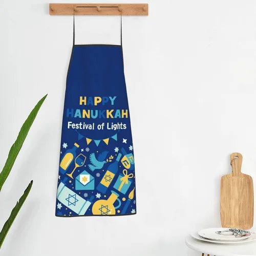 Miniatura 6 de Delantal de Hanukkah feliz ajustable para cocinar, babero de cocina para cocinar