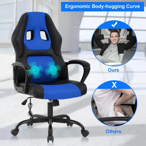 Miniatura 3 de Silla de juegos de PC, silla de oficina de masaje, silla de carreras, silla de escritorio ergonómica con soporte lumbar, silla ejecutiva ajustable