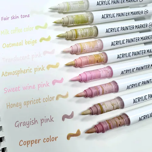 Marcadores acrílicos con punta de pincel, 9 colores a base de agua para pintura de rocas, diario, madera, vidrio, libros para colorear para adultos,